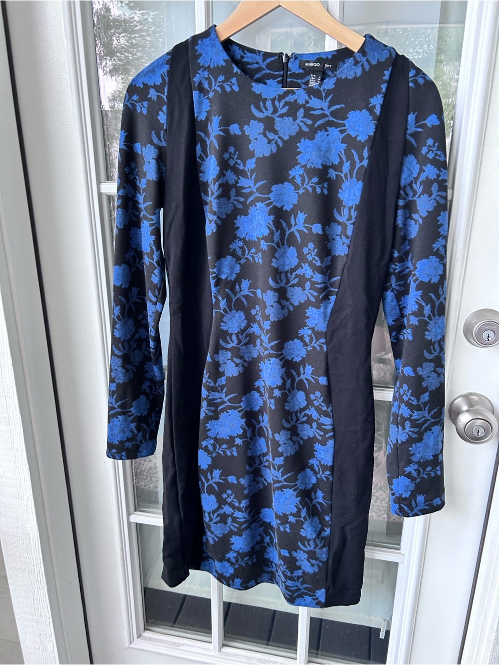 Mango Blue & Black Dress | Timeless Chic Midi Dress | Women’s Size Medium MNG